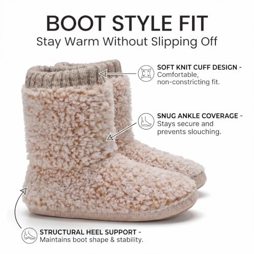 Image of Cozylook Women's Boot Slippers Warm Fuzzy Indoor Slippers Non Slip | Plush-lined ankle coverage, non slip bottoms for indoor floors, multiple US sizes, machine wash cold, do not tumble dry