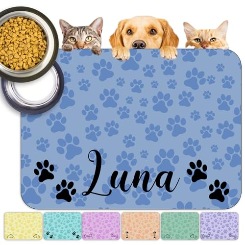 Personalized Dog Food Mats for Floors Custom Pet Placemat Mats for Food and Water Waterproof Customized Pet Food Mat with Name Gifts for Dog & Cat Owners Design 2