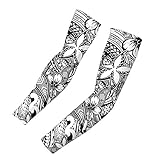 FKELYI Arm Sleeves for Women Men,Sun Protection Tattoo Cover Up Cooling Compression Sleeves Polynesian Tribes Plumeria Arm Cover-L