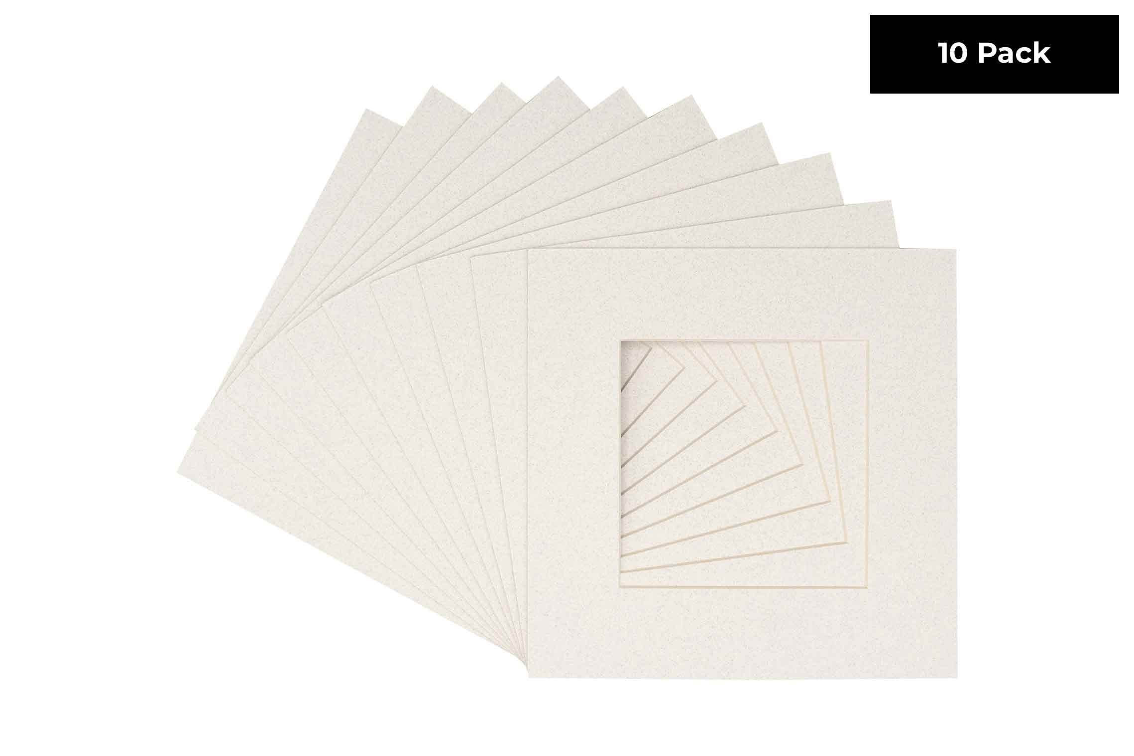 CountryArtHouse Oyster Shell White Acid Free 8x8 Square Picture Frame Mat with White Core Bevel Cut for 4x4 Pictures - Fits 8x8 Frame - Pack of 10 Matboards