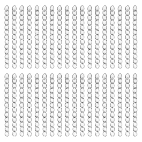 200Pcs Chains Extender for Jewelry Making, Silver Extension Chains for Jewelry Tails Necklace Removable Extension Chain Bracelet Chain Extender for Necklace Extender, Bracelet, Key Chain, Anklets