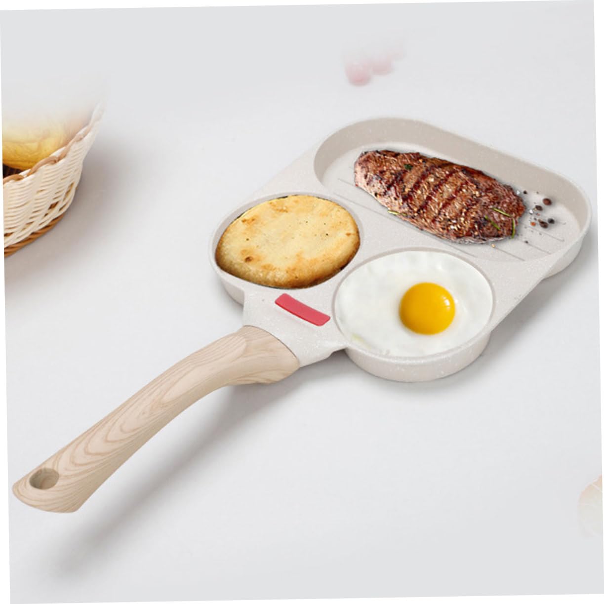 LIFKOME Padella Antiaderente in Pancake e Multifunzione Alluminio per Lega Beige Sicura Forma Ovale e Rotonda Cucina Domestica e Ristorante
