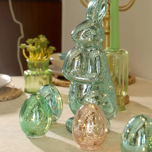 Luces huevo de vidrio artesanal para decoración de Pascua miniatura 6