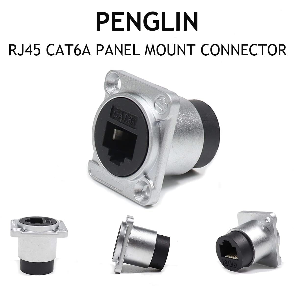 PENGLIN Lot de 5 panneaux blindés RJ45 CAT6A - Prise encastrable - Type D RJ45 8P8C CAT6A/CAT6/CAT5 Ethernet LAN - Prise réseau avec capuchon étanche à l'eau et à la poussière