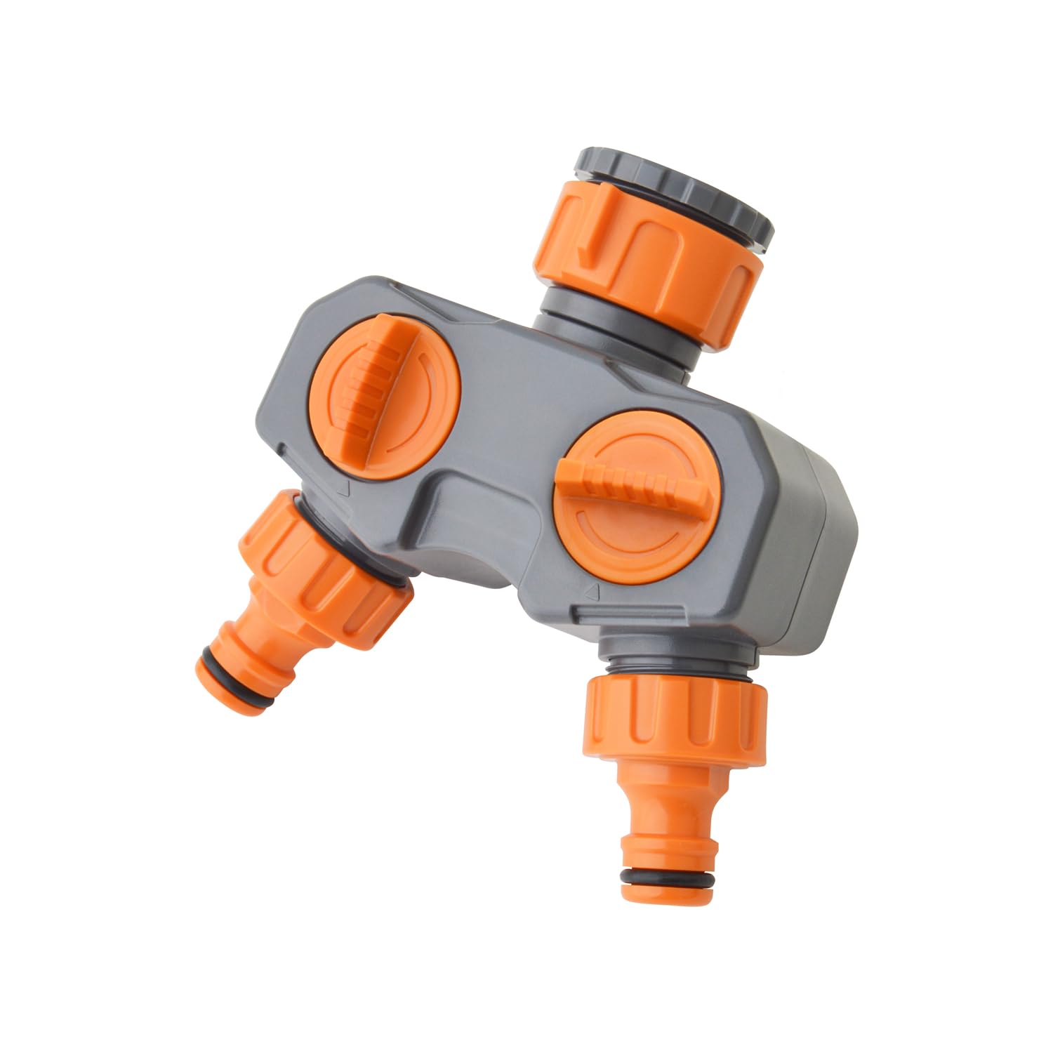 GUNPLA Twin-Tap Water Connector, Fits 3/4" & 1" Outdoor Taps, Independent On/Off Valves, Outlets for Quick Connectors, Garden Hose Splitter for Watering & Car Washing