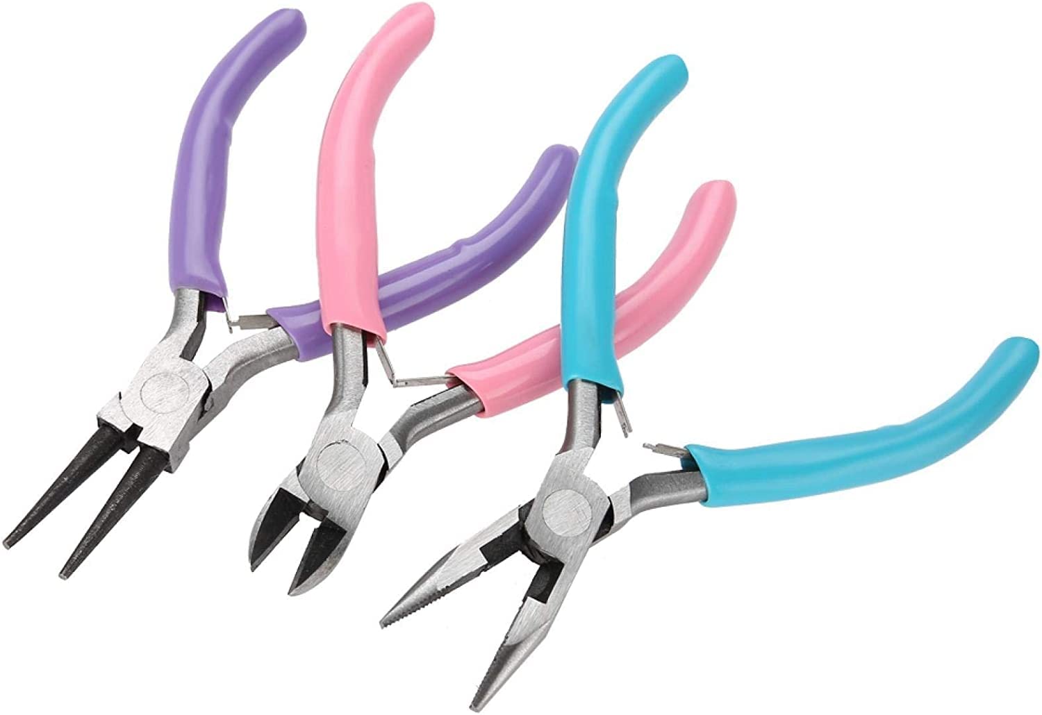 Alicates de punta larga, alicates de punta de agujas, alicates fáciles de usar, kit de alicates de joyería de plástico duraderos para reparación de joyas