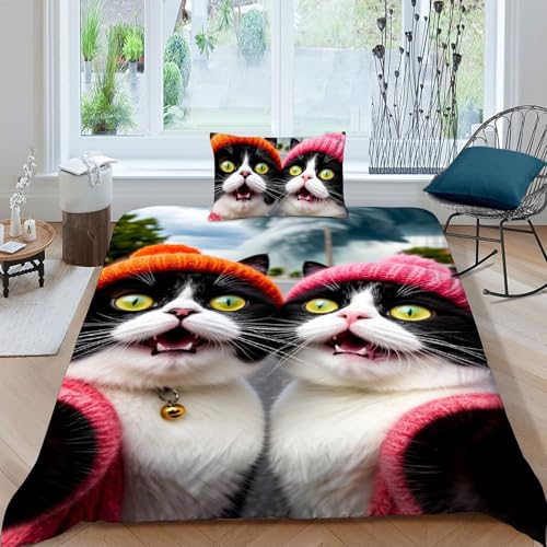 Housse de couette 135x200 chat en microfibre premium douce et durable - 3