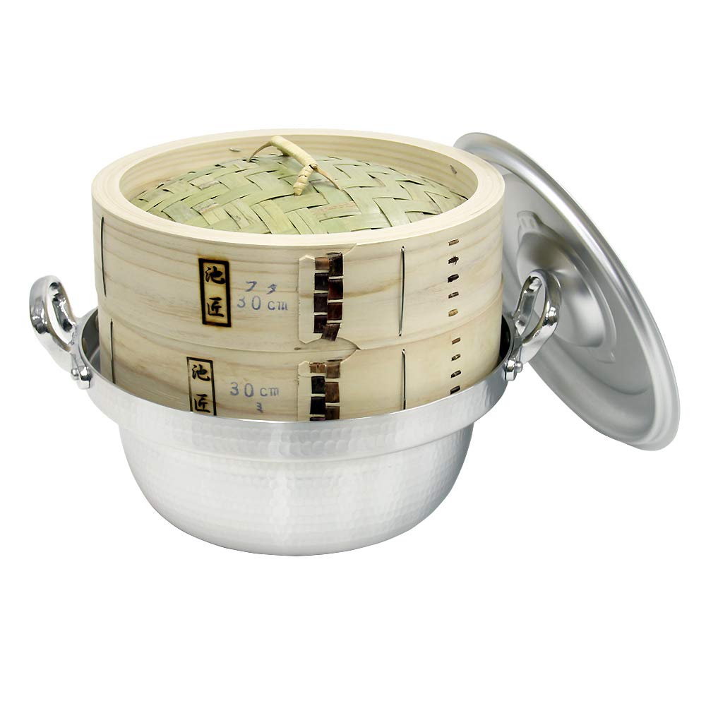 Amazon｜池匠 ひのき中華セイロ30cm(身1・蓋1)＋セイロ用料理鍋