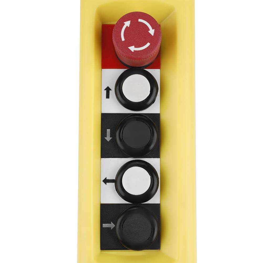 Commutateur de bouton poussoir de grue à chaînes de grue, contrôleur de levage de suspension de commutateur de 4 boutons, Jaune, ON-OFF