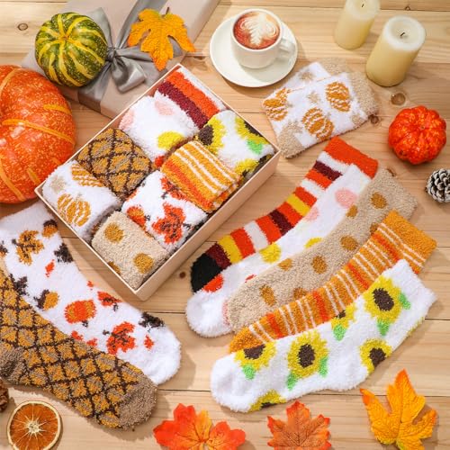 8 Pair Fuzzy Sock for Women Unisex Cozy Fluffy Soft Sleep Socks for Winter Sports Outdoor Christmas Gifts3