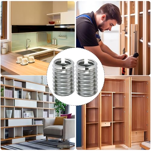 24 Stück Gewindehülse M6, Gewindeeinsatz M8 Auf M6,Silber M8 Auf M6 Edelstahl Reduziermutter Geeignet für Möbel,Automobile,Wartung und Montage