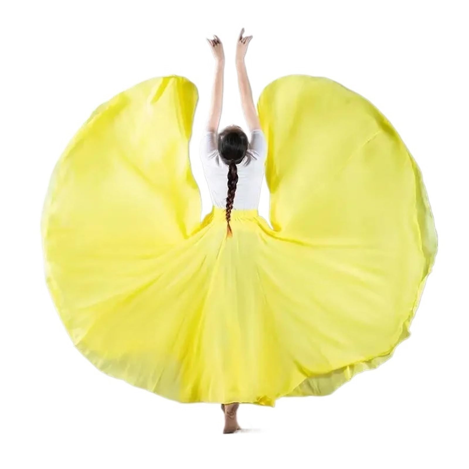 Gonna da Ballo a 720 Gradi a Pieghe a Vita Alta in Chiffon Tinta Unita Donna a svolazzo Grande for spettacoli teatrali