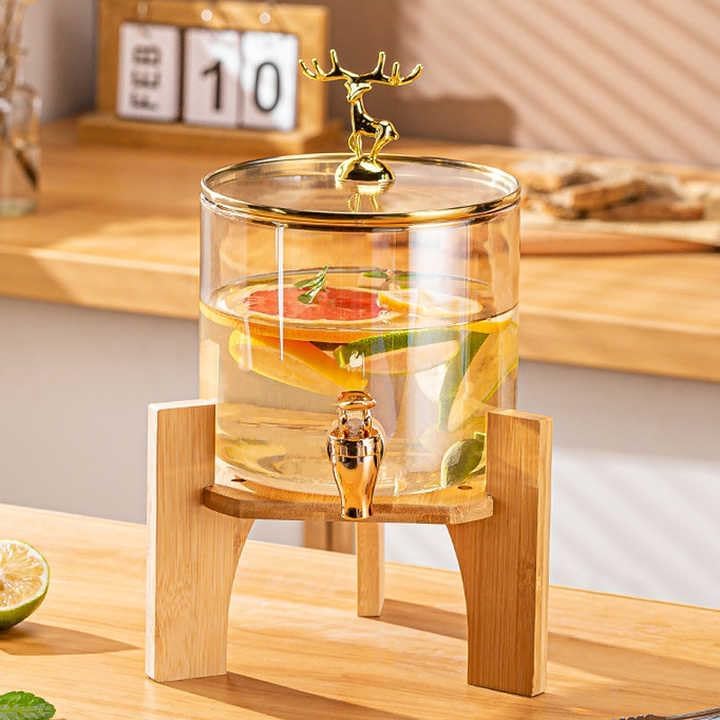 Patrani Fashion® Glass Water Dispenser, Whiskey Decanter Liqueur Drink Dispenser, Glass Mason Jar Beverage with Spigot, Serveware for Parties, Weddings, BBQ, Gold Dispensers (RENDOM Design) 2