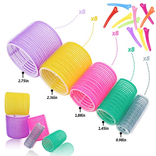 Hair Rollers Set, Self Grip Jumbo Hair Rollers Curlers,Salon Hair Dressing 2.5 Inch Rollers for Hair DIY, Curly Hairstyle Tools for Women, Multicolor 5 Size 40 Packs (66mm 54mm 44mm 32mm 25mm 40Pack) - Thumbnail 5