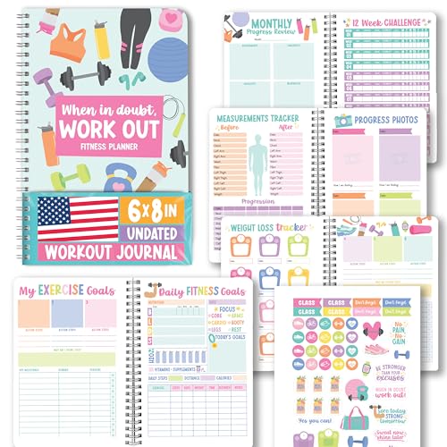 Hadley Designs Fitness Journal for Women - Workout Journal for Women, Fitness Planner for Woman, Workout Log Book, Undated Gym Journals & Exercise Journals, Health Notebook, Graduation 2026 Gifts