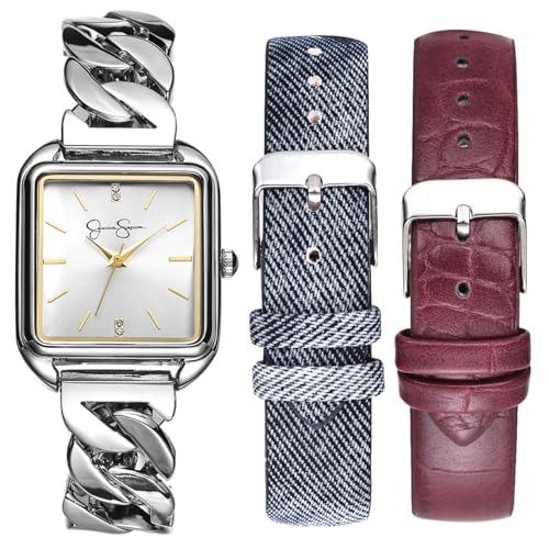 Montre femme argent Jessica Simpson 29mm avec coffret de 2 bracelets