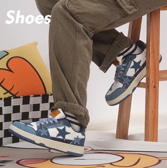 Cute Star Shoes - Denim Blue Chunky Platform Sneakers for Women & Girls, Y2K Retro Casual Trainer for Everyday Wear, Beach Travel, Back to School Gift, Party, Sports, Hiking4