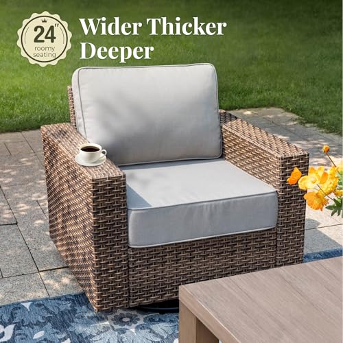 Image of MIXPATIO Patio Furniture Set, 5 Pieces Outdoor Furniture Sets, Wicker Rattan Conversation Sets with 2 Swivel Chairs and 2 Ottomans, High Back Conversation Set for Garden, Backyard, Pool, Grey
