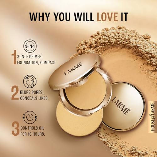 Lakme 9 To 5 Primer + Matte Powder Foundation Compact, Ivory Cream, Long Lasting, Buildable Coverage For A Matte Finish - Lightweight Face Makeup, 9 G - Image 6