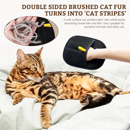 ISparbox Tierhaarentferner Handschuh, 2 Stück Fellmagnet Handschuhe, Doppelseitige Fellpflegehandschuh für Katze Hund, Antistatik Handschuhe für Pets zum Waschen Hair Removal Fellpflege (B)
