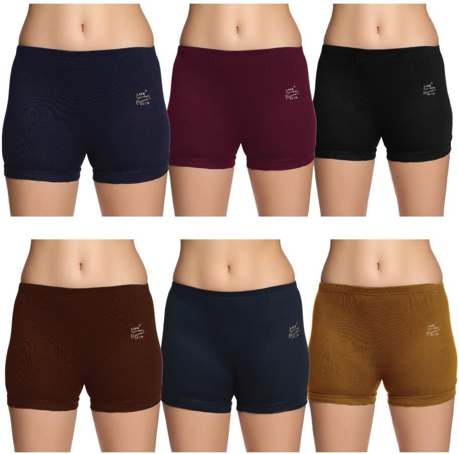 Lux Karishma Bloomer Women's 100% Pure Cotton Bloomer - Soft, Comfortable, and Skin-Friendly(Pack of 6)(Color mayvary)