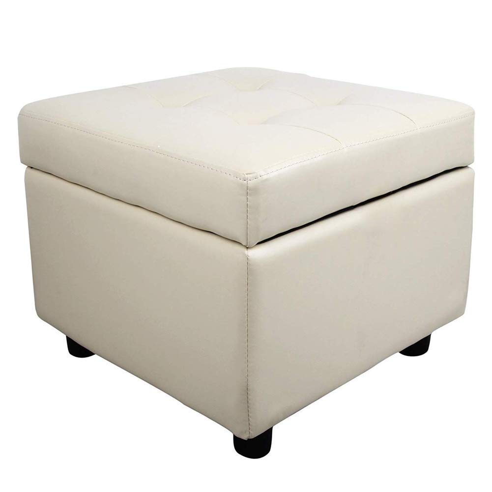 Cube repose-pieds capitonné et coffre de rangement pour salon
