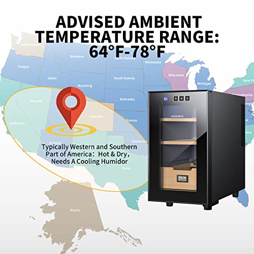 Needone Electric Cooler Humidor, 23L 150 Counts Capacity, With Spanish Cedar Wood Helves & Drawer Electronic Humidor Gift For Men #TOP6