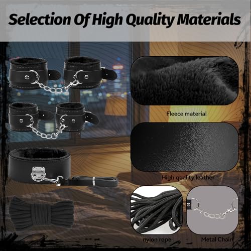 Image of BDSM Bondage Kit Sex Toys 8 Pcs Sex Bondage Set for Beginners Ball Gag Bondage Rope BDSM Kit for Couples (Black, 8PCS)
