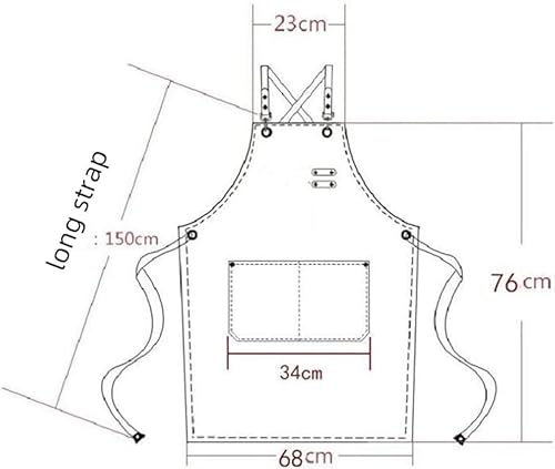 Miniatura 7 de Delantal de chef de lona, delantal de espalda cruzada para hombres y mujeres con correas ajustables y bolsillos grandes, delantal de lona,