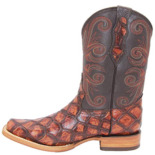 Western Shops Men’s Leather Pirarucu Fish Print Cowboy Western Boots4