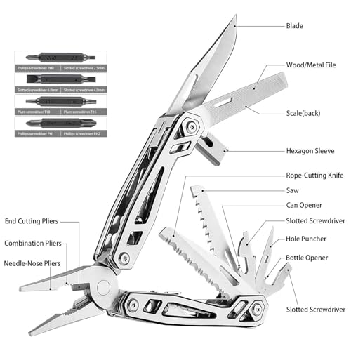 Wetols WE-182 Multitool Needle Nose Pliers,21-In-1 Stainless Steel Multi Tool Pocket Knife thumb #1