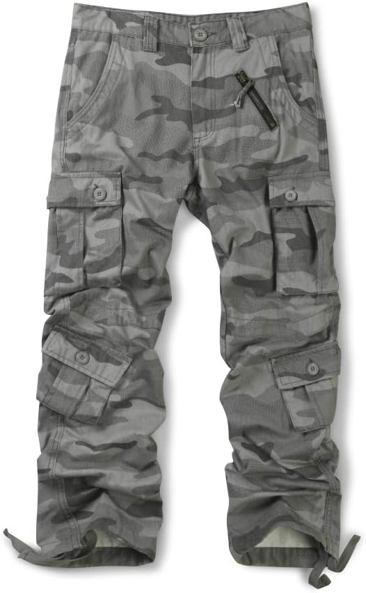 Men's Casual Military Cargo Pants, 8 Pockets Work Combat Outdoor Trousers