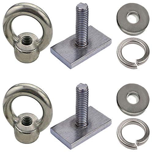 Lot de 2 écrous d'arrimage en acier inoxydable massif/robuste M8 - Compatible avec la plupart des systèmes de rails - Convient à la plupart des canaux T ou C Cover