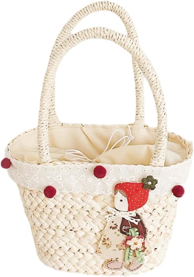 Straw Beach Tote Bag for Women, Small Woven Straw Handbag with Decorative Accents, Summer Beach Bag for Vacation Picnic，Clutch Purses for Women