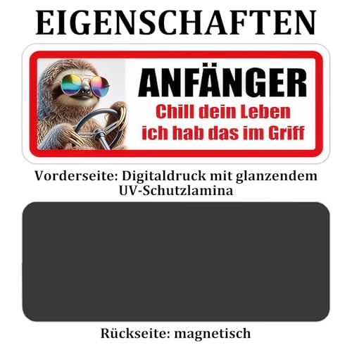 2 PCS Fahranfänger Magnet Schild 20x8 Cm Anfänger Schild Auto, Lustiges Fahranfänger Auto, Wetterfest & Hochgeschwindigkeitsfest (Fahranfänger)