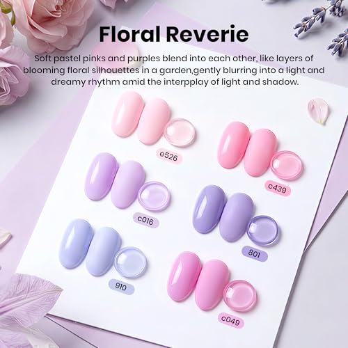 Image of beetles Purple Gel Polish Set - Floral Reverie Collection, Purple Pink Summer Colors Gel Trendy Colors Soak Off LED Nail Gel Manicure Kit for DIY at Home Salon