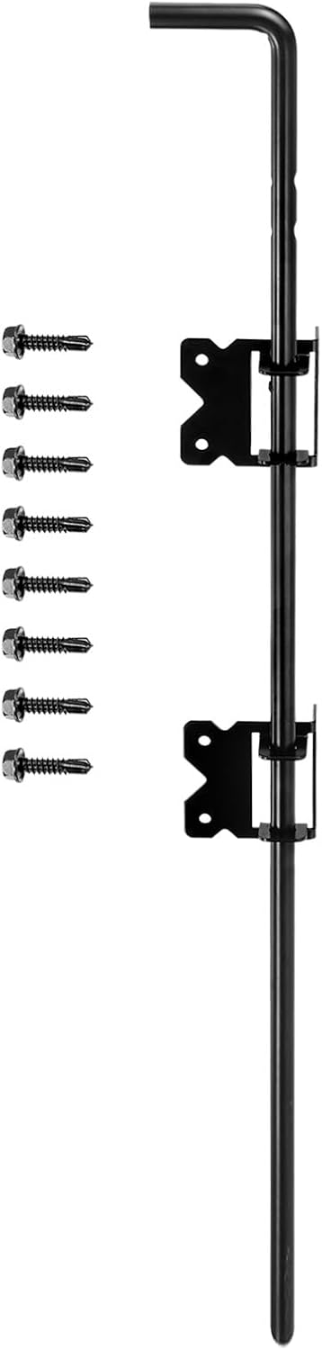 uxcell 36" Cane Bolt Gate Drop Rod for Wood Fence, Iron Gate Hardware Ground Latch for Wooden Fence and Holding Door, Holding Gate to The Ground, Black