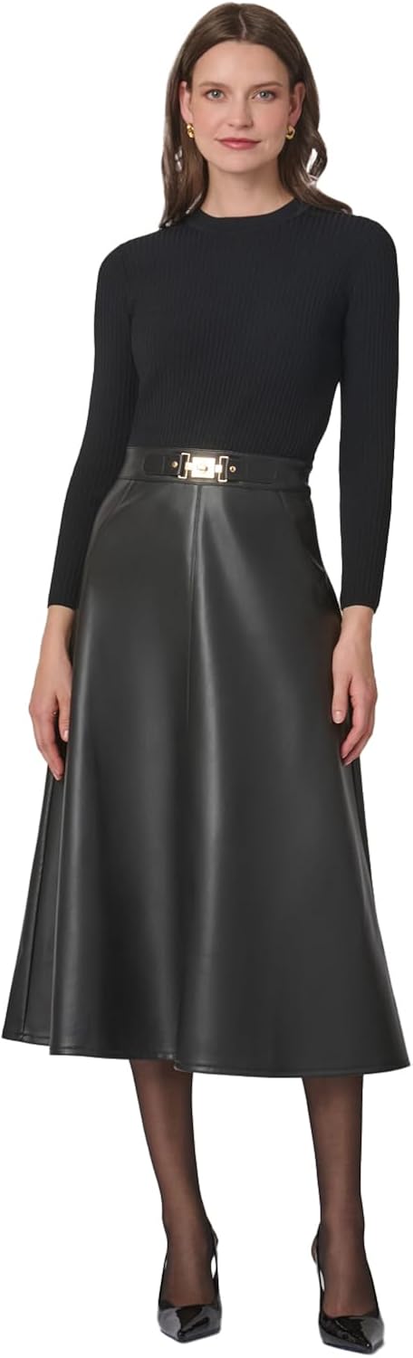 Shoshanna Women's Leather Knit Combo Paige Dress