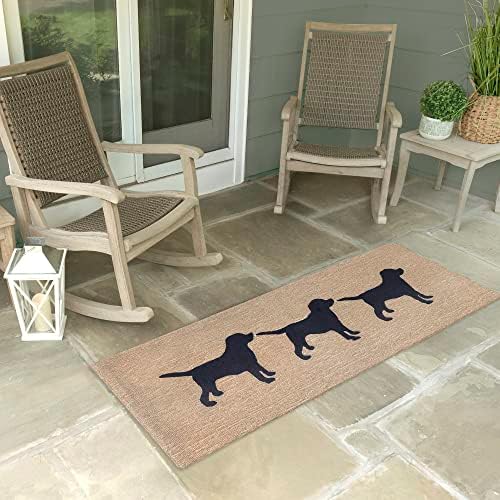 Liora Manne Frontporch Indoor Outdoor Rug - Novelty Design, Hand Hooked, Weather Resistant, UV Stabilized, Foyers, Porches, Patios & Decks, Doggies, 2' x 5'