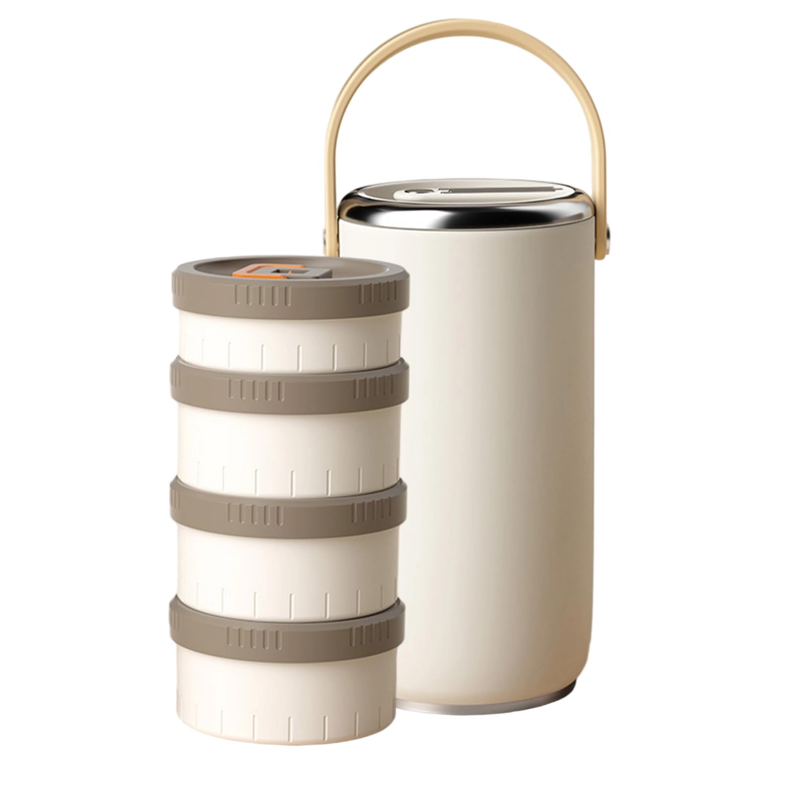 Buxuaaaa Insulated Food Carriers Multiple Compartments Nonrust Steel Thermal Jar Vacuum Seal Leak Proof for Travel Camping Nonrust Steel Stackable Food Jar