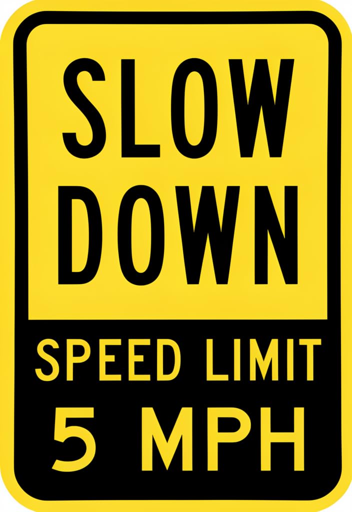 peiyeety Slow Down Speed Limit 5 MPH Tin Sign 12x8 Inch, Yellow & Black Metal Wall Decor Plaque for Garage, Driveway, Man Cave, Office, Parking Area, Safety Reminder Gift