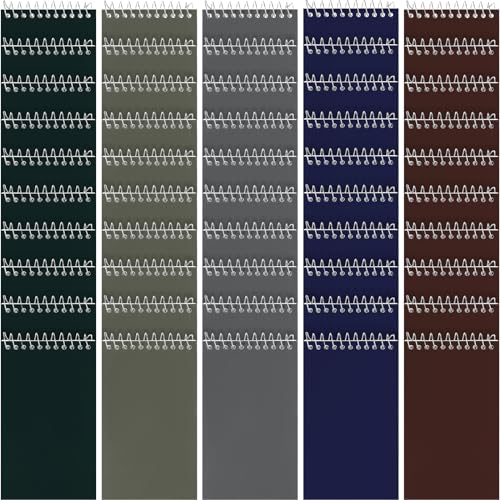 Image of Teling 50 Pieces Spiral Memo Pads Bulk 3 x 5 Inch Small Note Pads Top Bound Lined College Ruled Paper Mini Notepad Pocket Spiral Notebooks for School Office Home Supplies, 75 Sheets (Dark Colors)