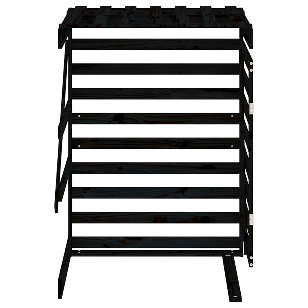 Extension d'abri de Poubelle sur roulettes Noir Bois Massif pin, Abri de Jardin Cache pour poubelles, Conteneur d'extérieur Coffre de Rangement