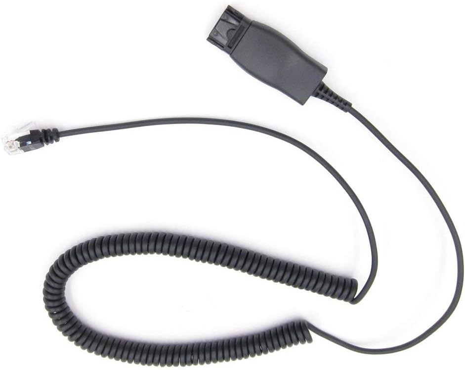 HIS-1 Quick Connect Disconnect Cable to RJ9 Plug Adapter Replacement QD Release Coil Cord Extension for Plantronic Headsets Compatible with Avaya IP 1608, 1616, 9610, 9620, 9620L, 9620C, 9630, 9630G
