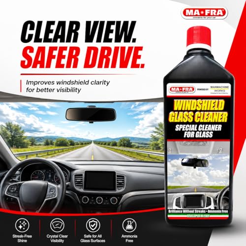 Image of Windshield Glass Cleaner 1L | Ammonia Free Car Glass Cleaner Liquid for Windshield, Windows, Mirrors & Auto Glass | Streak-Free Shine, Removes Dust, Dirt, Grime & Road Film