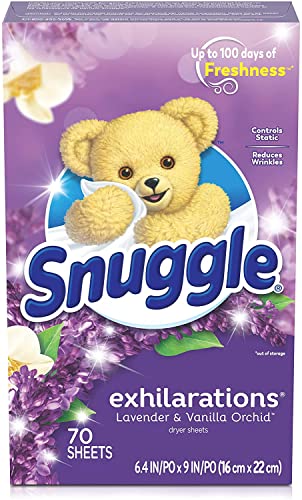 Product Image of the Snuggle Exhilarations Fabric Softener Dryer Sheets, Lavender and Vanilla Orchid, 70 Count (Pack Of 3)