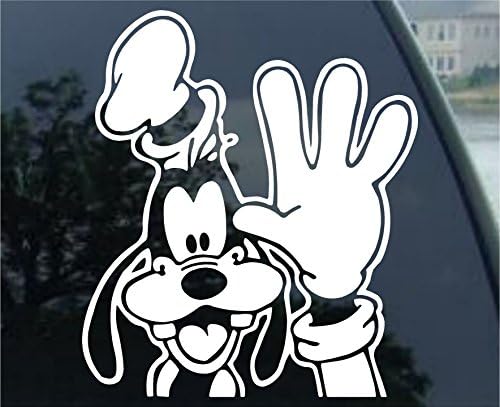 Crawford Graphix Goofy Waving Car Truck Window Vinyl Decal Sticker (5.5" White)