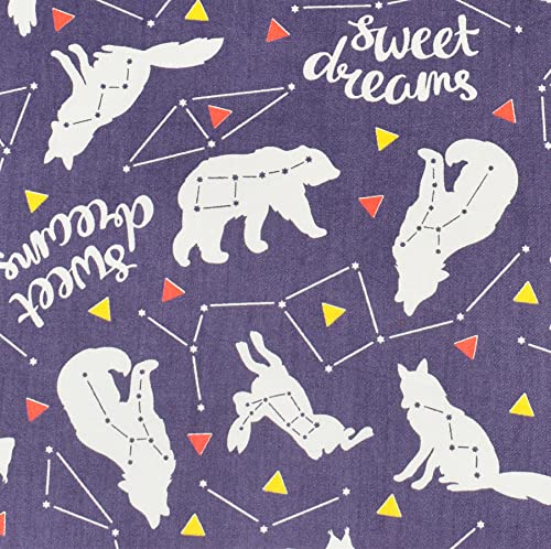 Scientific Sleep Fox Rabbit Bear Wolf Animals Constellation 100% Cotton Cozy 3 Pcs Twin Bed Sheet Set, Flat Sheet & Fitted Sheet & Pillowcase Bedding Set #TOP4