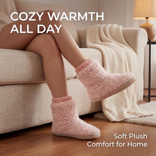 Image of Cozylook Women's Boot Slippers Warm Fuzzy Indoor Slippers Non Slip | Plush-lined ankle coverage, non slip bottoms for indoor floors, multiple US sizes, machine wash cold, do not tumble dry