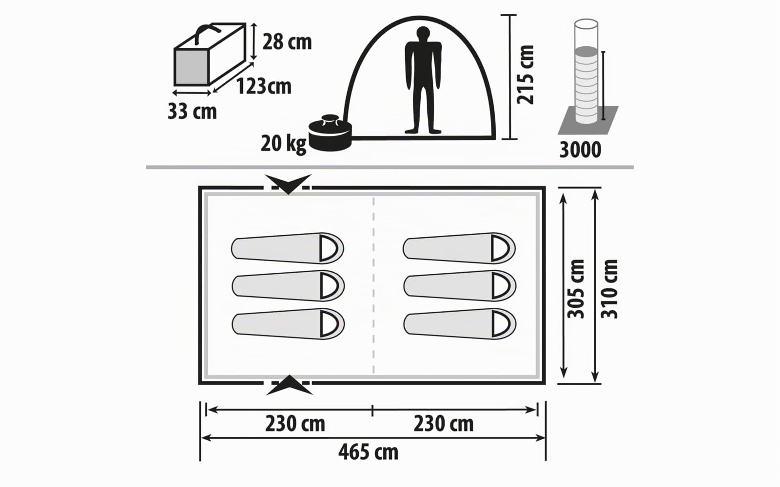 BERGER Milano Familienzelt 6 Personen | Schnellaufbau Kuppelzelt mit 215cm Stehhöhe | Wasserdichtes Campingzelt mit UV-Schutz | Geräumiges Zelt ideal für Camping & Urlaub